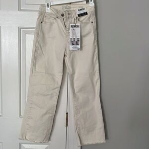 REWASH Womens Jeans Size 25 Kick Bell Crop Raw Hem NWT High Rise ivory